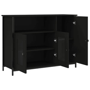 Credenza-Buffet-Armadio da cucina Nera 100x35x75 cm in Legno Multistrato