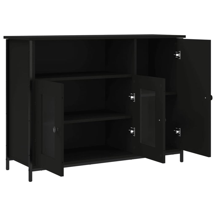 Credenza-Buffet-Armadio da cucina Nera 100x35x75 cm in Legno Multistrato