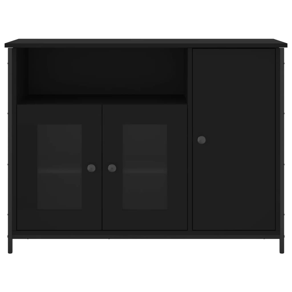 Credenza-Buffet-Armadio da cucina Nera 100x35x75 cm in Legno Multistrato