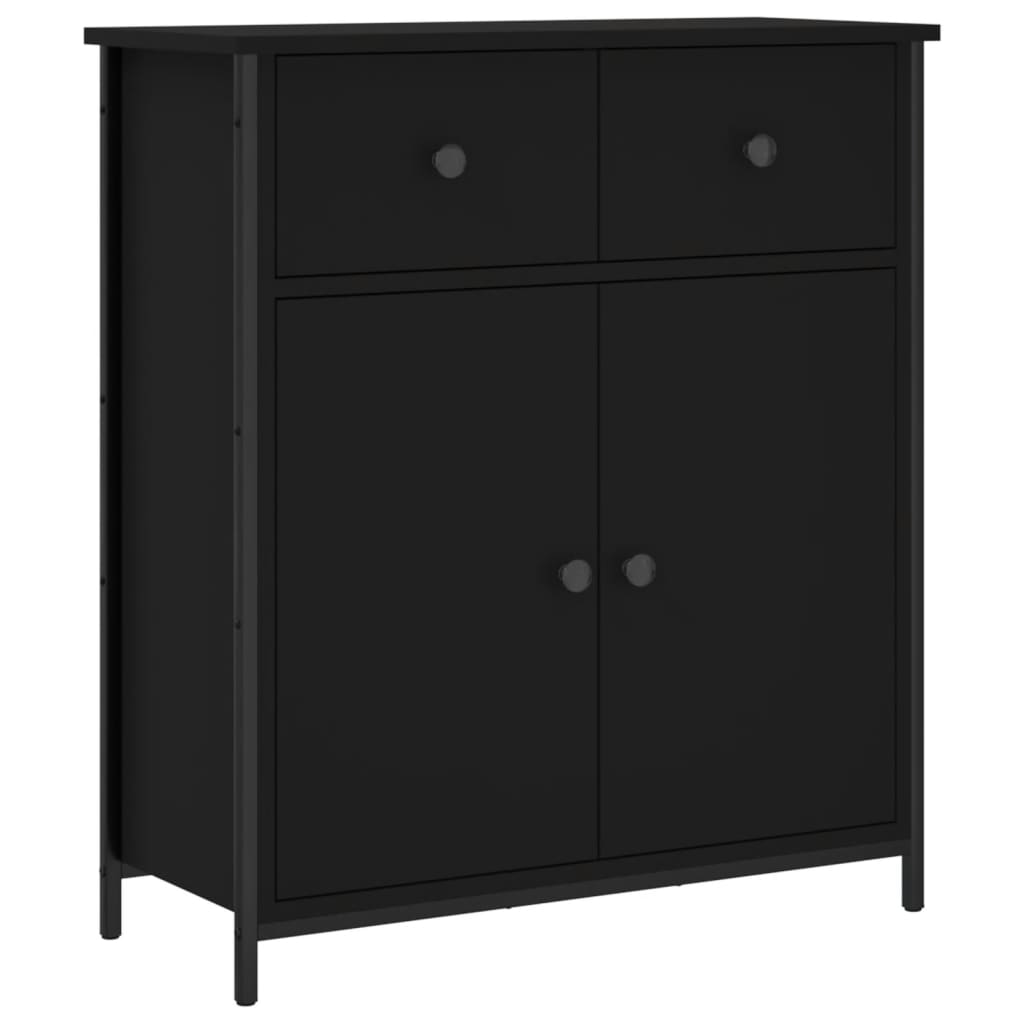 Credenza-Buffet-Armadio da cucina Nera 70x30x80 cm in Legno Multistrato 724073