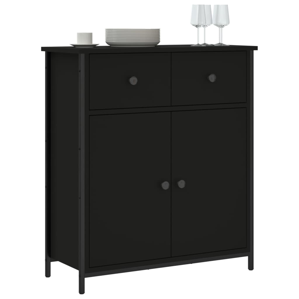 Credenza-Buffet-Armadio da cucina Nera 70x30x80 cm in Legno Multistrato 724073