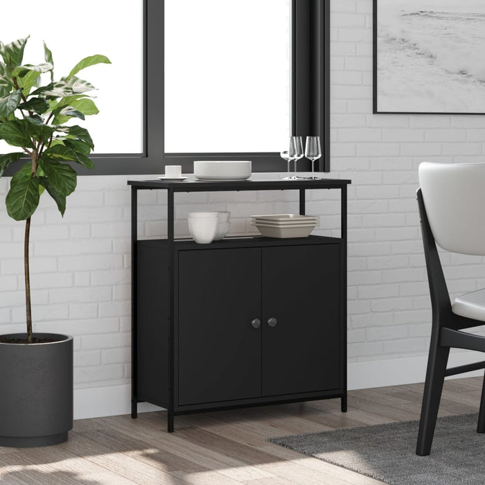 Credenza Nera 70x30x80 cm in Legno Multistrato 835529