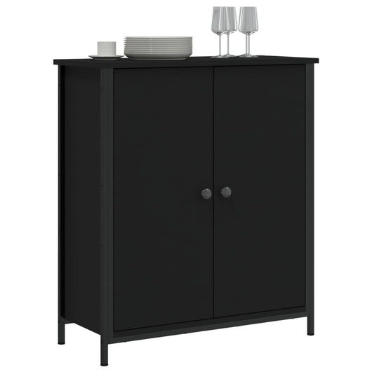 Credenza-Buffet-Armadio da cucina Nera 70x30x80 cm in Legno Multistrato