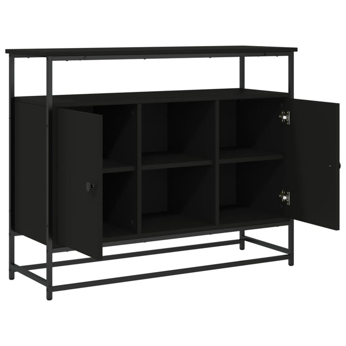 Credenza-Buffet-Armadio da cucina Nera 100x35x80 cm in Legno Multistrato 811654
