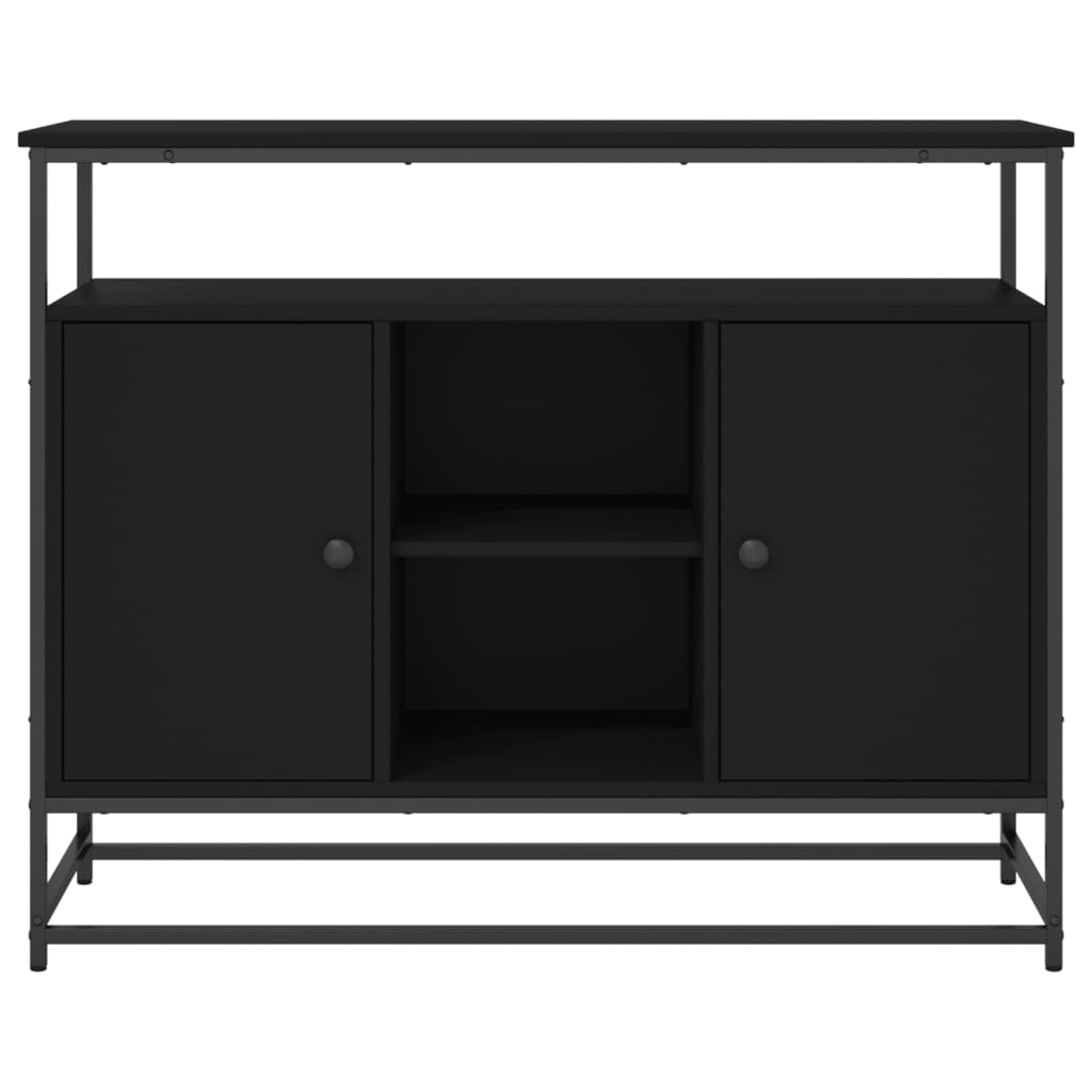 Credenza-Buffet-Armadio da cucina Nera 100x35x80 cm in Legno Multistrato 811654