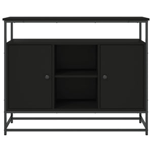 Credenza-Buffet-Armadio da cucina Nera 100x35x80 cm in Legno Multistrato 811654