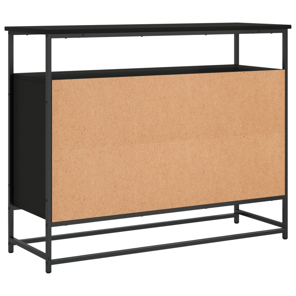 Credenza-Buffet-Armadio da cucina Nera 100x35x80 cm in Legno Multistrato 811654