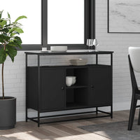 Credenza-Buffet-Armadio da cucina Nera 100x35x80 cm in Legno Multistrato 811654