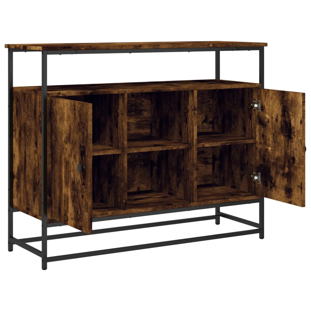 Credenza Rovere Fumo 100x35x80 cm in Legno Multistrato 835541