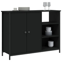 Credenza-Buffet-Armadio da cucina Nera 100x33x75 cm in Legno Multistrato