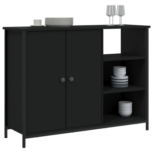 Credenza-Buffet-Armadio da cucina Nera 100x33x75 cm in Legno Multistrato
