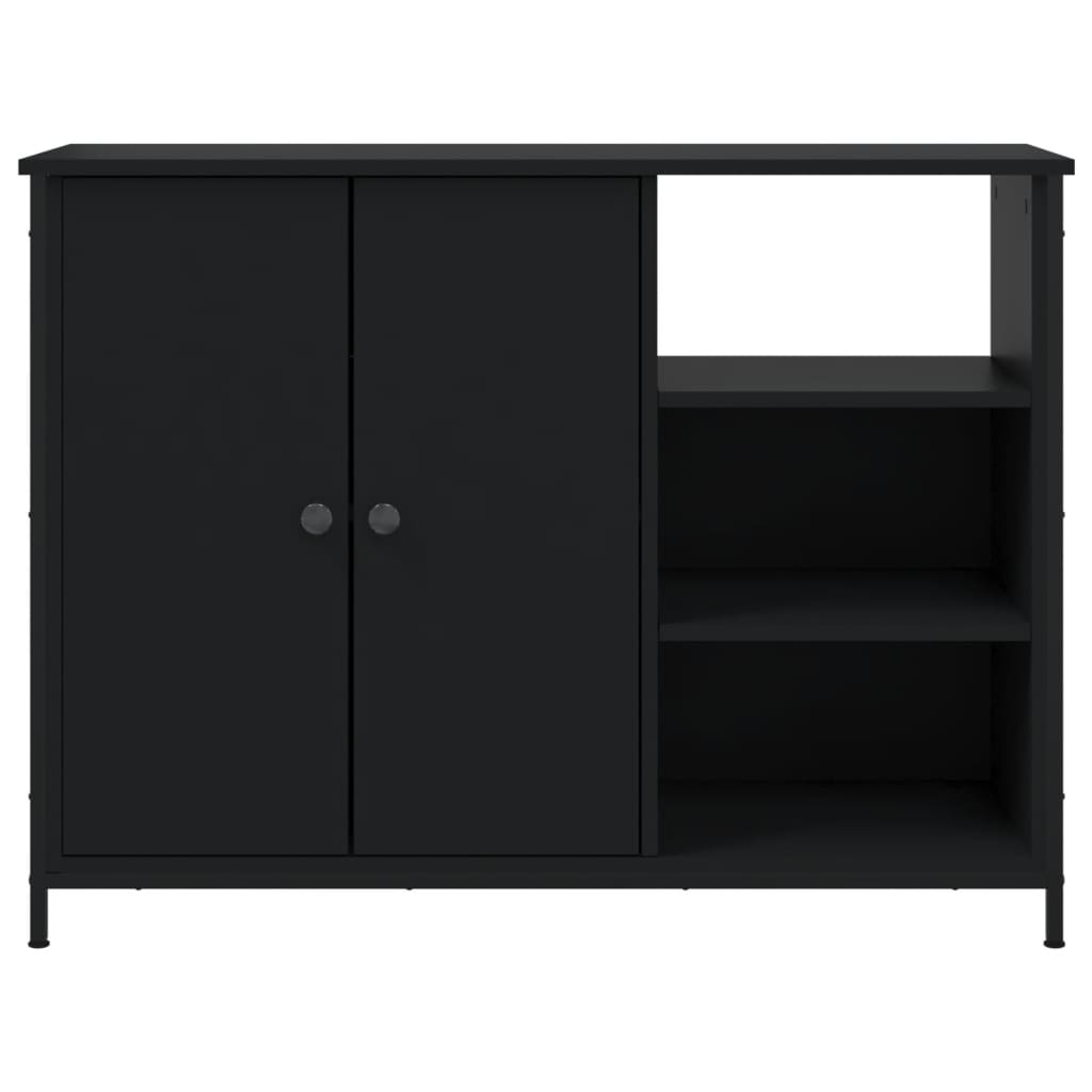 Credenza-Buffet-Armadio da cucina Nera 100x33x75 cm in Legno Multistrato