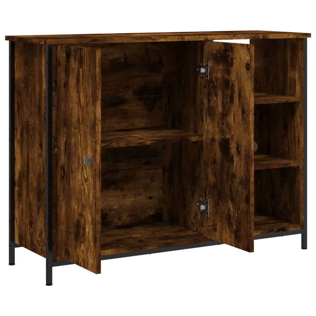 Credenza Rovere Fumo 100x33x75 cm in Legno Multistrato 835551