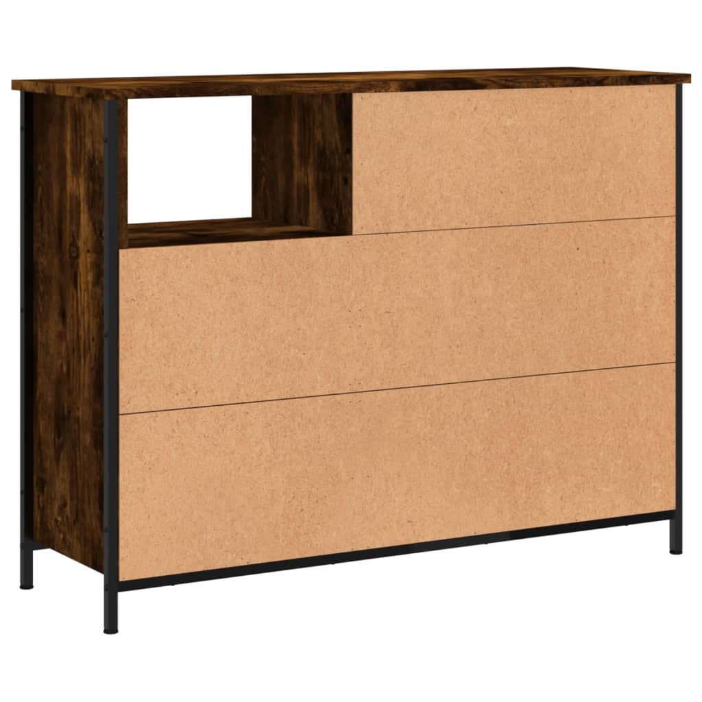Credenza Rovere Fumo 100x33x75 cm in Legno Multistrato 835551
