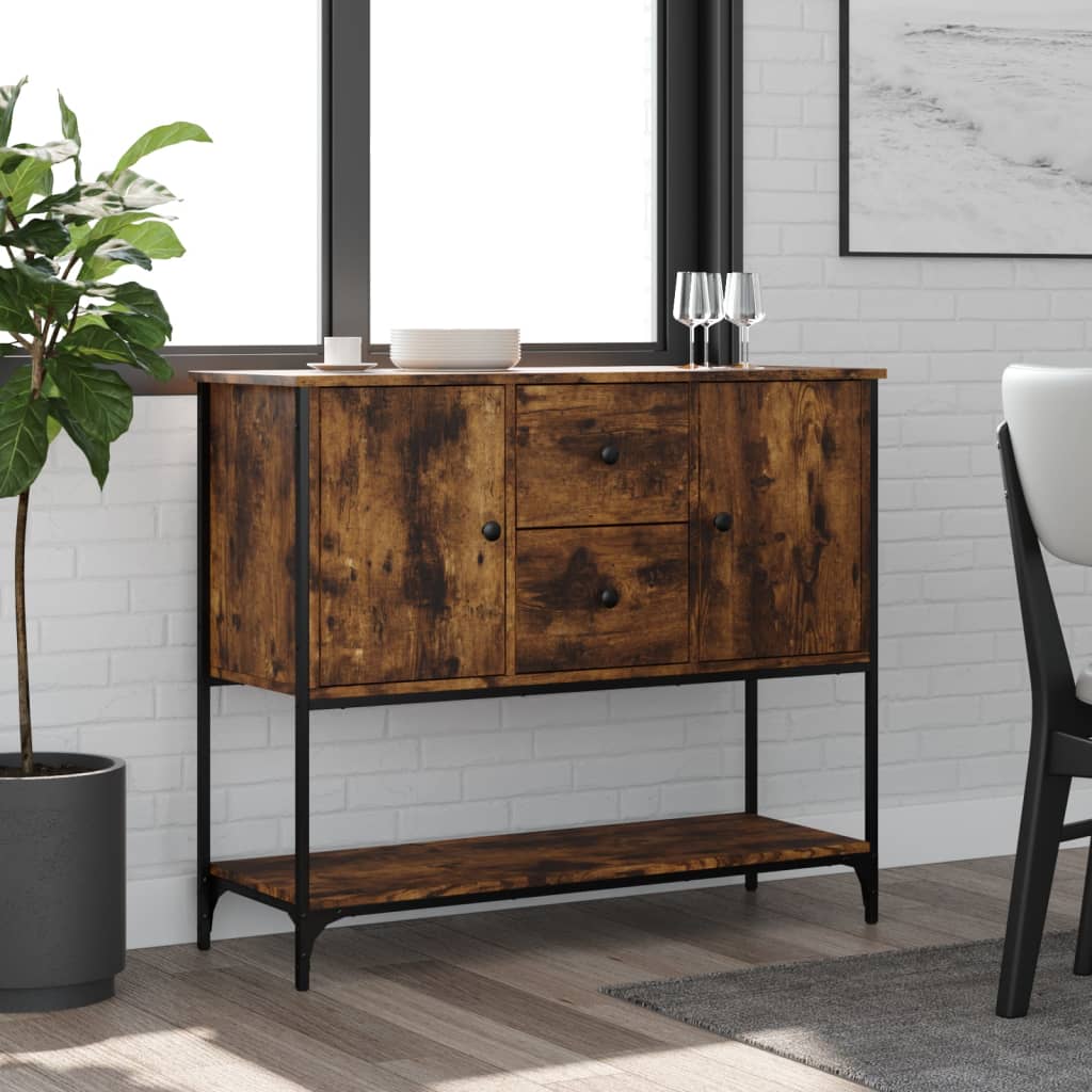 Credenza Rovere Fumo 100x36x85 cm in Legno Multistrato 835556