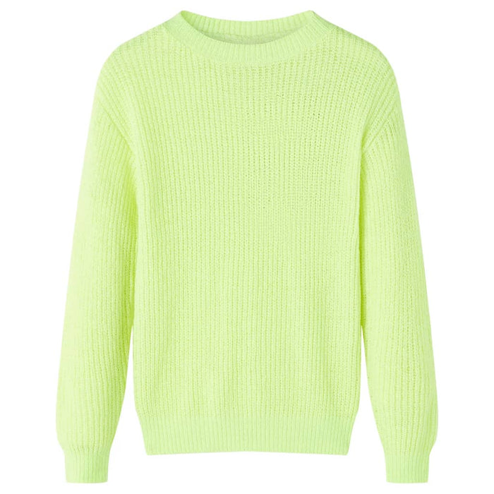 Maglione da Bambina Lavorato a Mano Giallo Neon 104