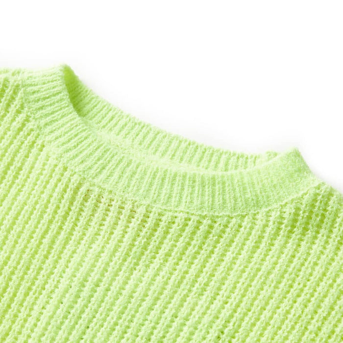 Maglione da Bambina Lavorato a Mano Giallo Neon 116 14577