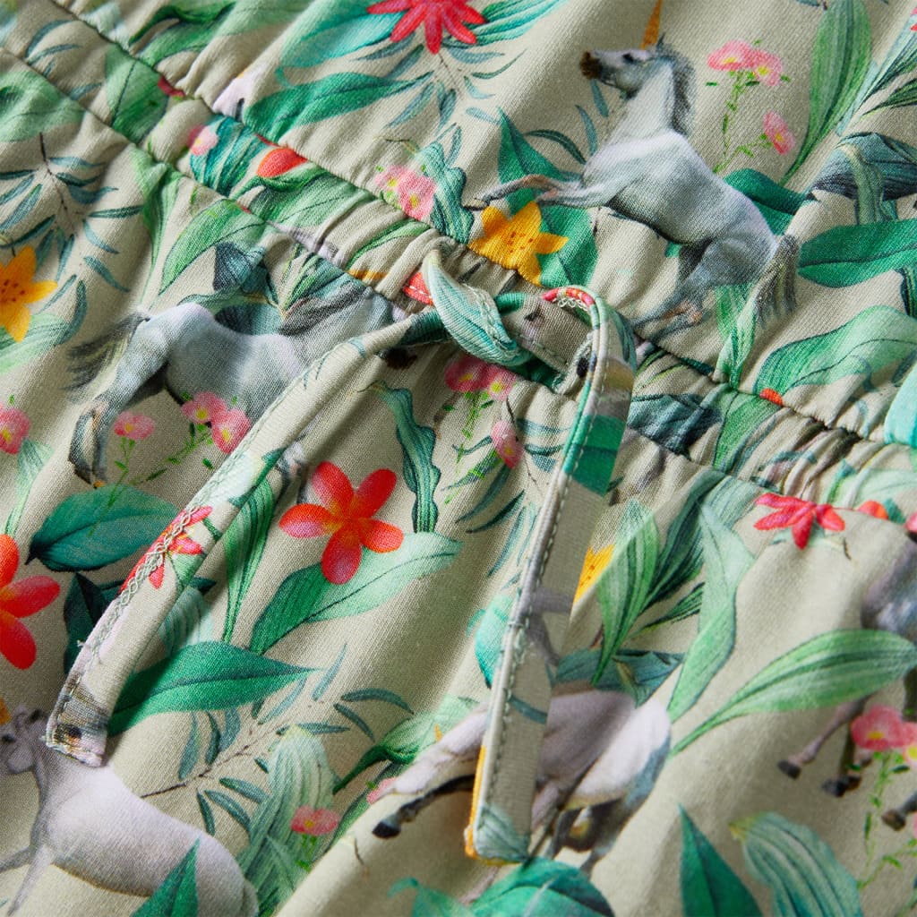 Abito Bambina Maniche Volanti Cachi Chiaro 128 14635