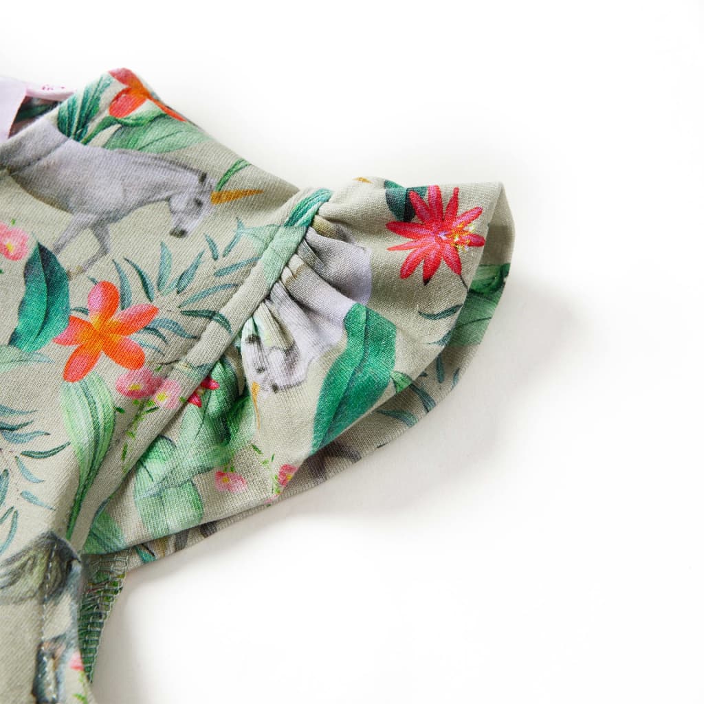 Abito Bambina Maniche Volanti Cachi Chiaro 140 14636