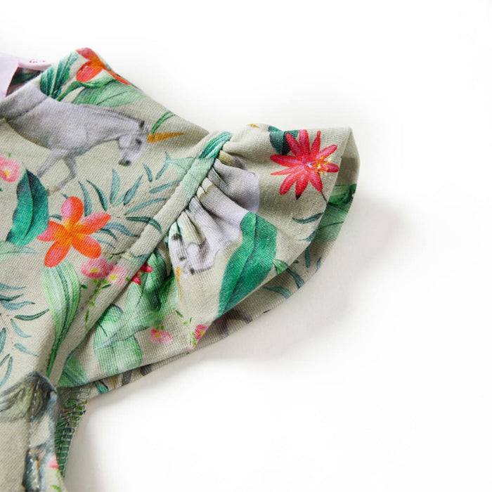 Abito Bambina Maniche Volanti Cachi Chiaro 140 14636