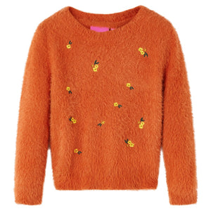 Maglione per Bambini Lavorato a Mano Arancione Bruciato 140cod mxl 84264