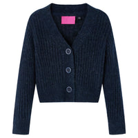 Cardigan da Bambina Lavorato a Mano Blu Marino 128