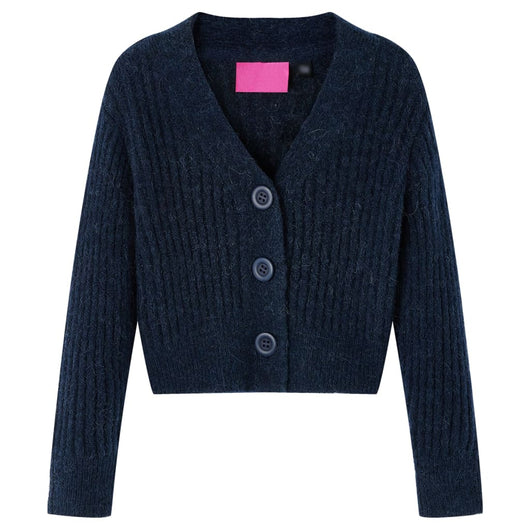 Cardigan da Bambina Lavorato a Mano Blu Marino 128