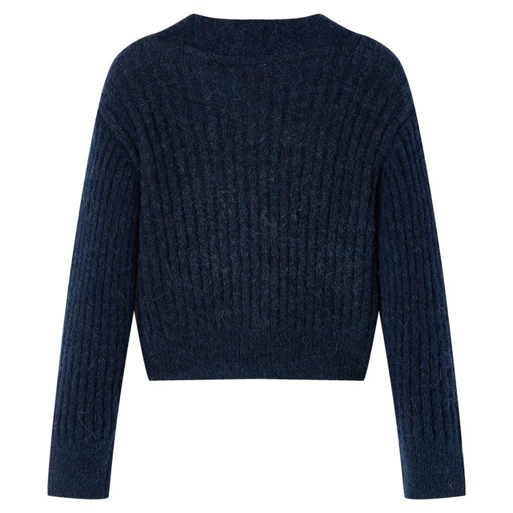 Cardigan da Bambina Lavorato a Mano Blu Marino 128