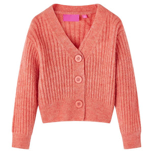 Cardigan da Bambina Lavorato a Maglia Rosa Medio 128