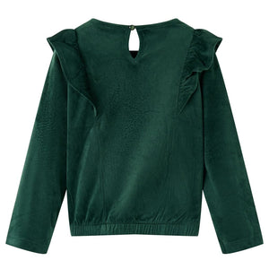 Camicetta da Bambina con Arricciature Verde Scuro 92 15106