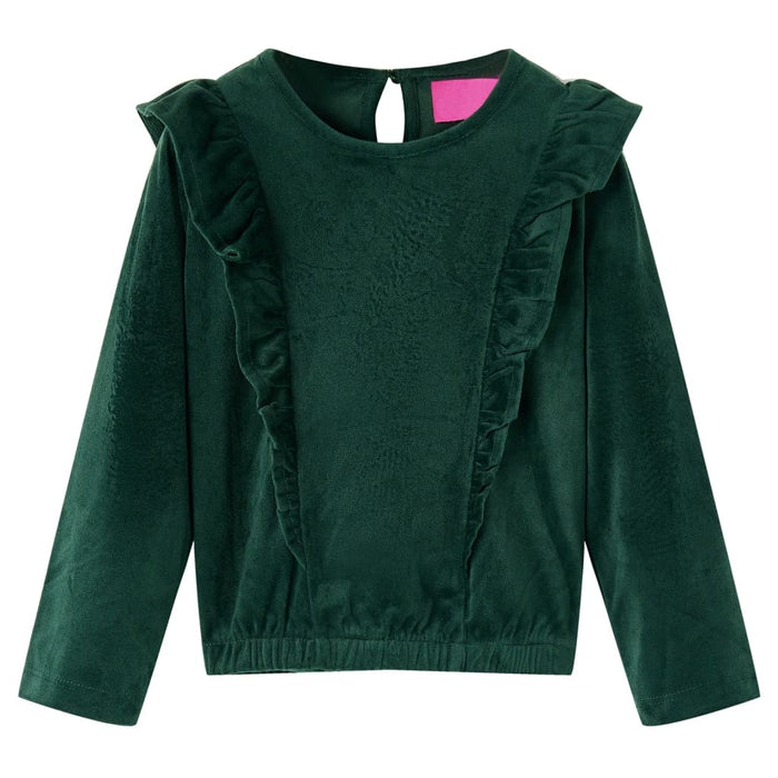 Camicetta da Bambina con Volant Verde Scuro 140cod mxl 132212