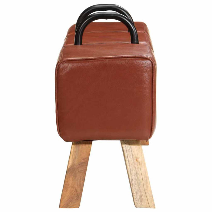 Panca per Esercizi Marrone 110 cm in Vera Pelle 356379