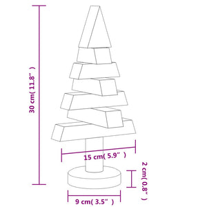 Alberi di Natale Decorativi in Legno 2pz 30cm Massello di Pino 357992