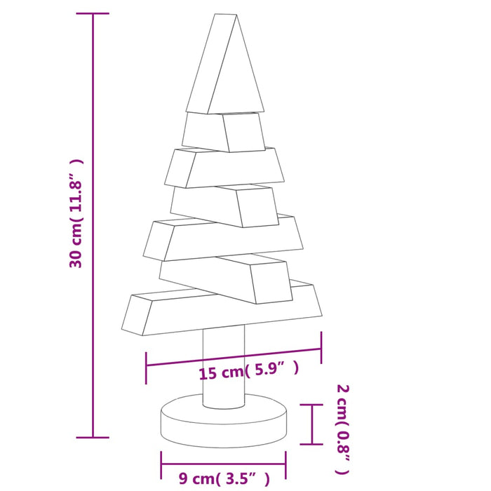 Alberi di Natale Decorativi in Legno 2pz 30cm Massello di Pino