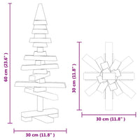 Albero di Natale Decorativo in Legno 60 cm Legno Massello Pino 357993