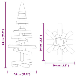 Albero di Natale Decorativo in Legno 60 cm Legno Massello Pino 357993