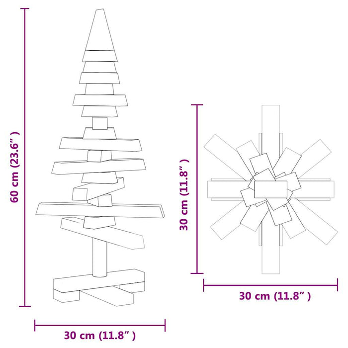 Albero di Natale Decorativo in Legno 60 cm Legno Massello Pino 357993