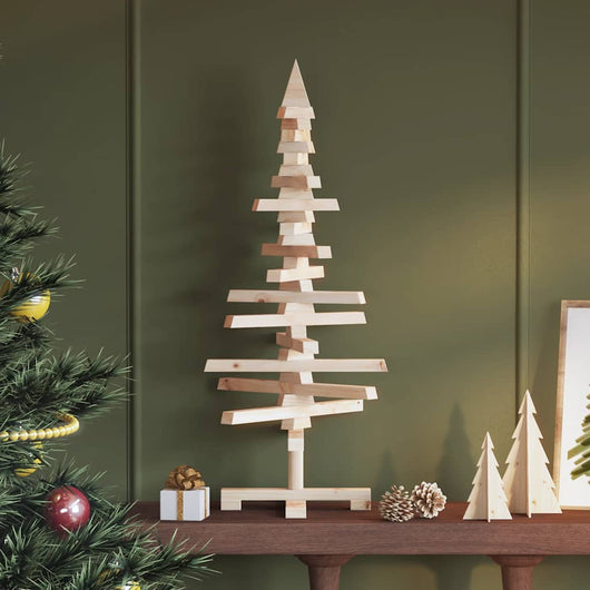 Albero di Natale Decorativo in Legno 90 cm Legno Massello Pino 357994