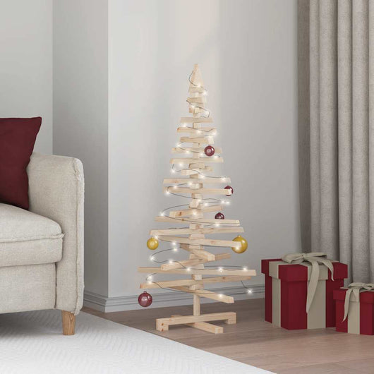 Albero di Natale Decorativo in Legno 120 cm Legno Massello Pino 357995