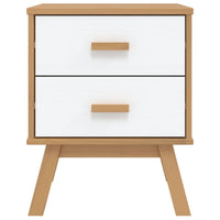 Comodino OLDEN Bianco e Marrone in Legno Massello di Pino 358584