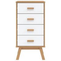 Comodino OLDEN Bianco e Marrone in Legno Massello di Pino 358587