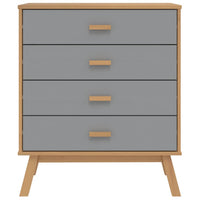 Cassettiera OLDEN Grigia e Marrone in Legno Massello di Pino 358589