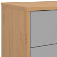 Cassettiera OLDEN Grigia e Marrone in Legno Massello di Pino 358589