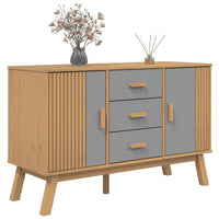 Credenza-Buffet-Armadio da cucina OLDEN Grigia e Marrone 114x43x73,5 cm Massello di Pino 554573