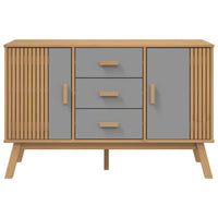 Credenza-Buffet-Armadio da cucina OLDEN Grigia e Marrone 114x43x73,5 cm Massello di Pino 554573