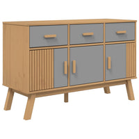 Credenza OLDEN Grigia e Marrone 114x43x73,5 cm Massello di Pino 358604