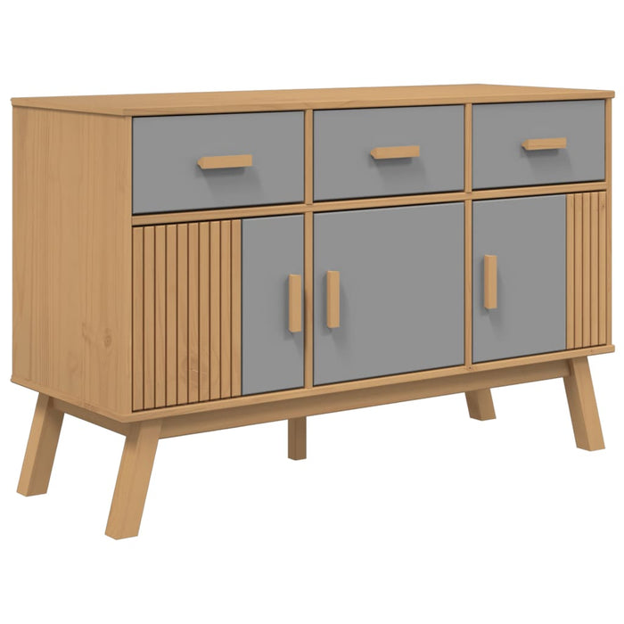Credenza OLDEN Grigia e Marrone 114x43x73,5 cm Massello di Pino 358604
