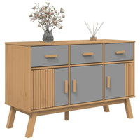 Credenza OLDEN Grigia e Marrone 114x43x73,5 cm Massello di Pino 358604