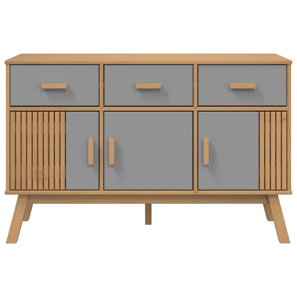 Credenza OLDEN Grigia e Marrone 114x43x73,5 cm Massello di Pino 358604
