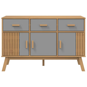 Credenza OLDEN Grigia e Marrone 114x43x73,5 cm Massello di Pino 358604